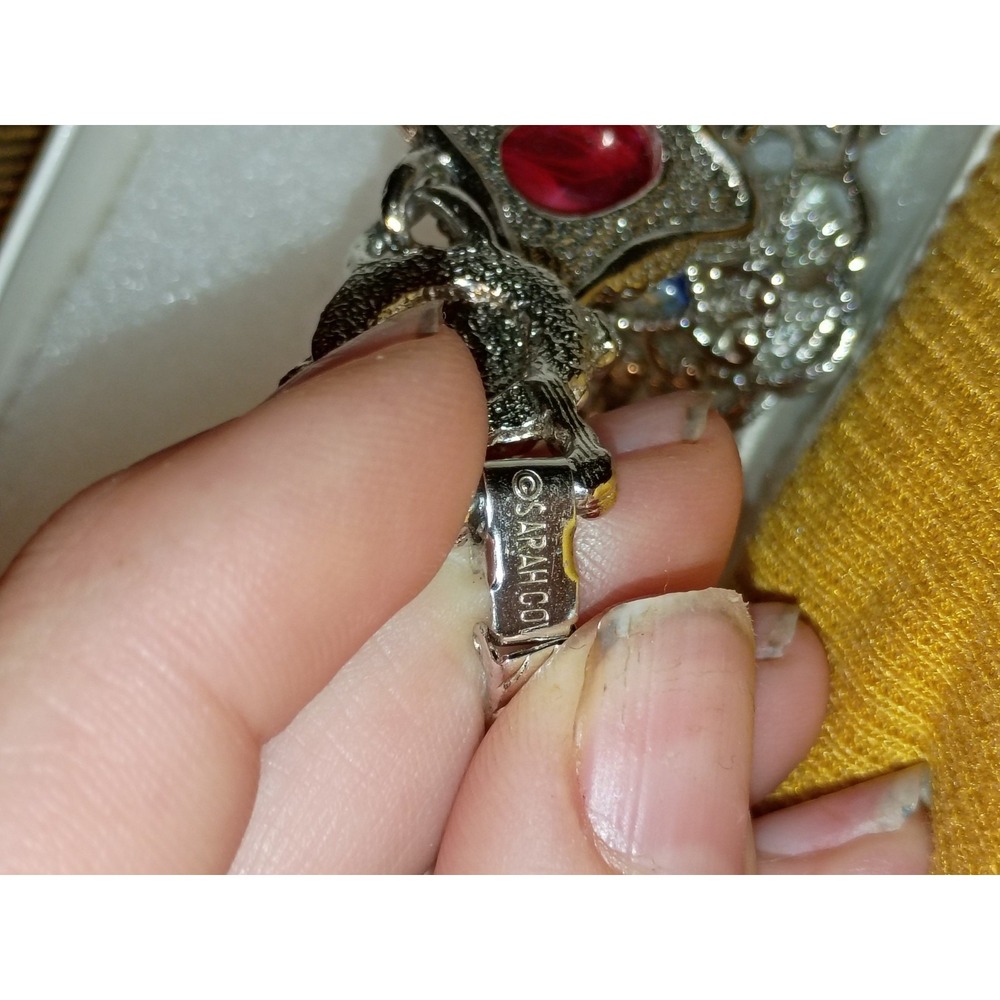 Vintage Sarah Coventry "Frolic" Bracelet Multicolored Cabochon Faux Stones - Picture 10 of 10